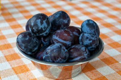 Close-up of fruits in plate