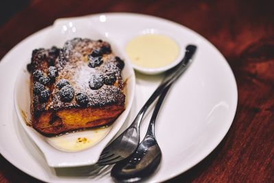 High angle view of dessert in plate