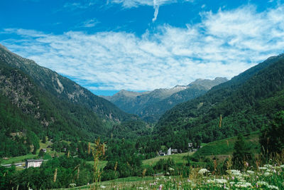 Scenic view of mountains against sky