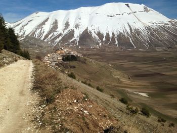 Scenic view of snowcapped mountains