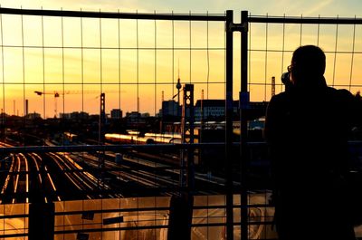 Railroad track at sunset