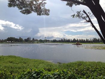 Scenic view of lake against sky