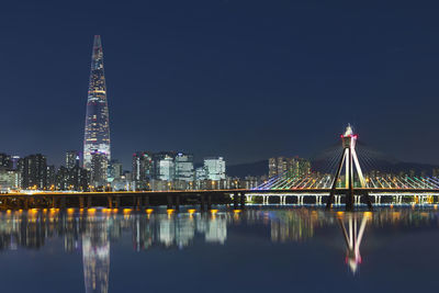 Reflection of illuminated city at night