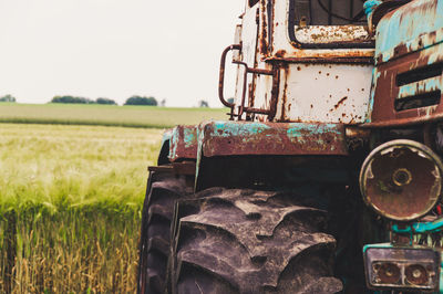 View of tractor in agricultural field