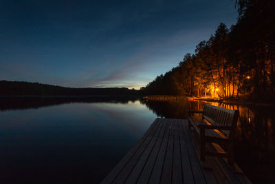 Scenic view of lake against sky at sunset