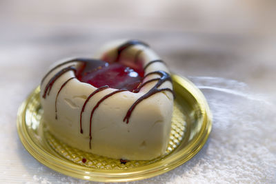 Close-up of chocolate cake on table