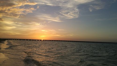 Scenic view of sea against sky at sunset