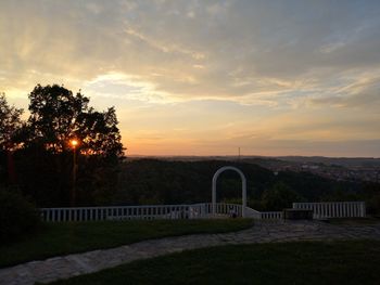 Bridge against sky during sunset