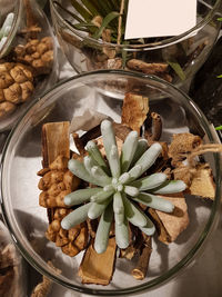 High angle view of food in jar on table