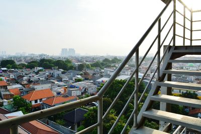 High angle view of townscape against sky