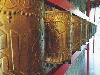 Close-up of decorations on wall