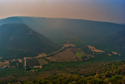 Scenic view of mountains against sky