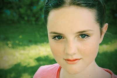 Close-up portrait of young woman