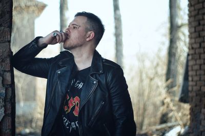 Young man looking away