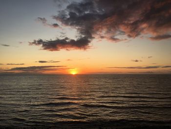 Scenic view of sea against sky during sunset