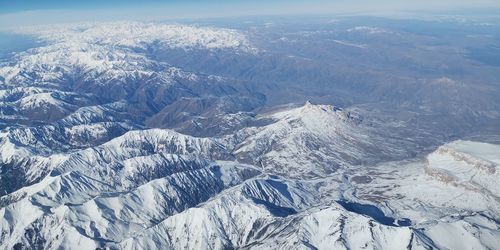 Aerial view of snowcapped mountains