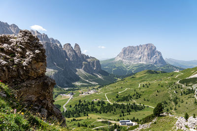 Scenic view of mountains against clear sky