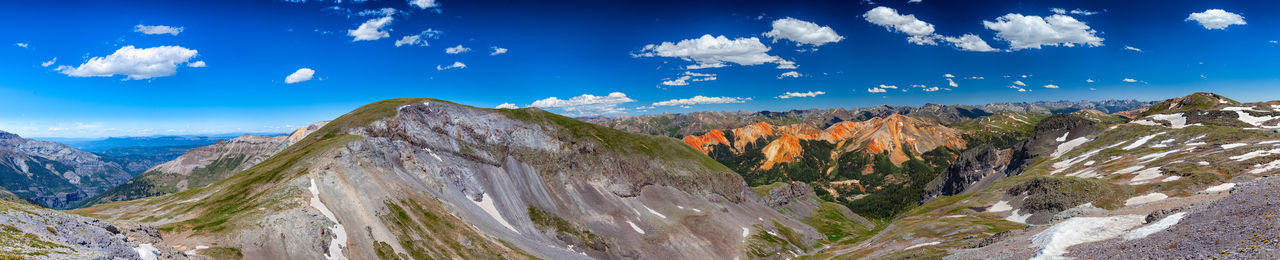 Panoramic view of landscape against blue sky