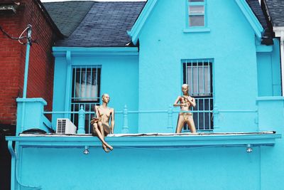 View of swimming pool by window