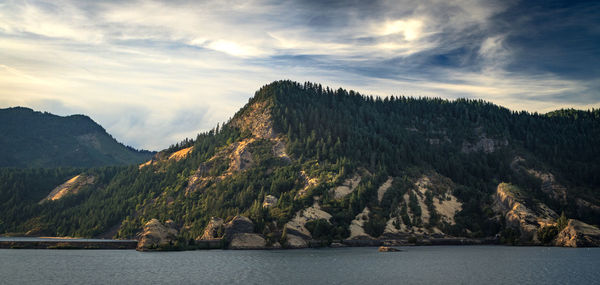 Scenic view of landscape against sky at sunset