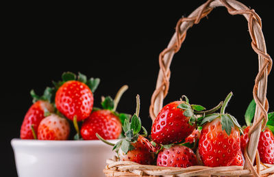 Close-up of strawberries in basket