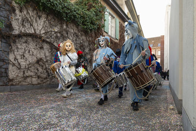 Basel, switzerland - february 20st 24. carnival drummer group