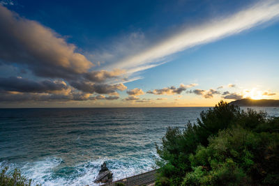 Scenic view of sea against sky during sunset