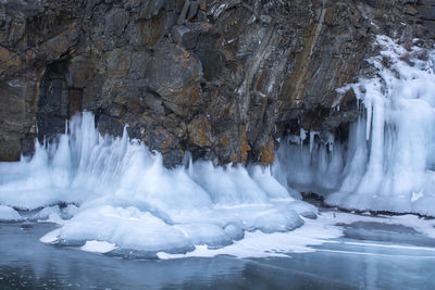 Panoramic shot of frozen river during winter
