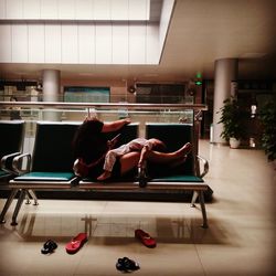 People relaxing on table in room