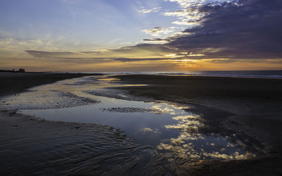 Scenic view of beach during sunset