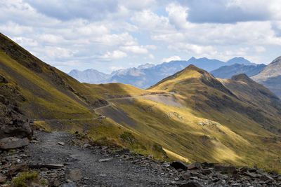 Scenic view of mountains against sky