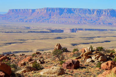 Scenic view of rocky mountains against sky