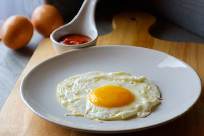 Close-up of breakfast served on table