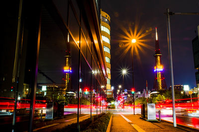 Illuminated city at night