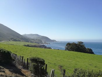 Scenic view of sea against clear sky