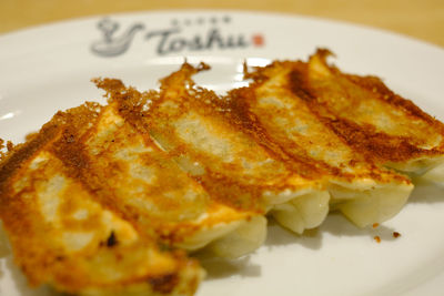 High angle view of breakfast served in plate