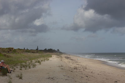 Scenic view of sea against cloudy sky