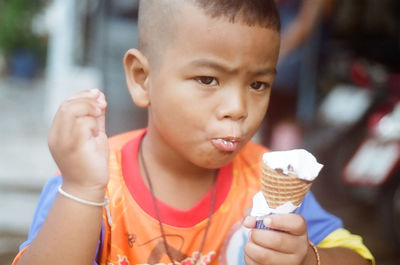 Portrait of boy with ice cream