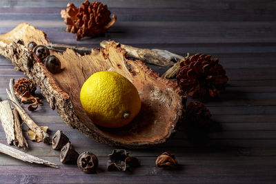 Close-up of fruits on table