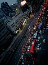 High angle view of traffic on city street