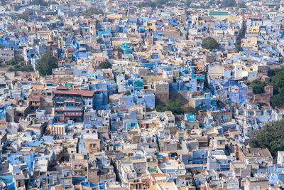 High angle view of buildings in city