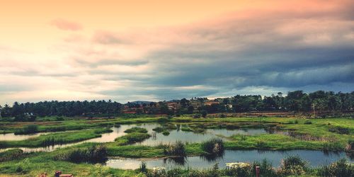 Scenic view of lake against sky