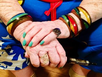 Close-up of couple hands