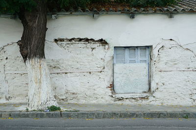 Closed door of building