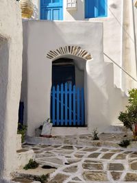 Closed door of building