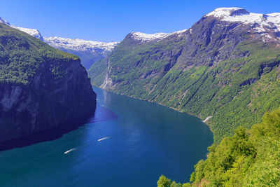 Scenic view of waterfall against sky