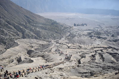 High angle view of people on landscape