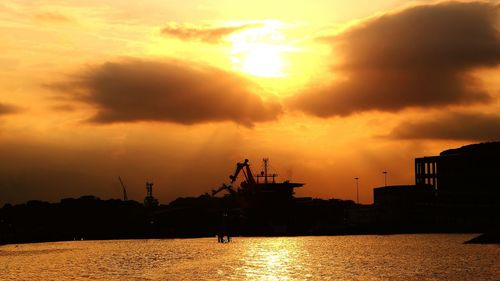 Sunset over harbor