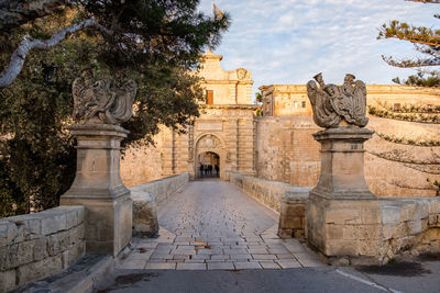 City walls and city gate of mdina. the former capital of malta