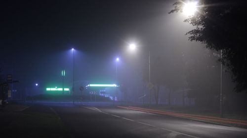 Light trails on road at night